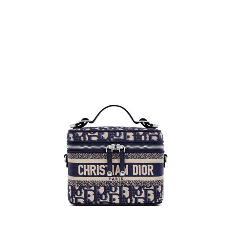 Necessaire Diortravel Veludo com bordado Dior Oblique azul